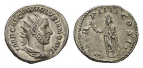 Volusian, 251-253 Antoninianus circa 253, AR 22mm., 4.83g. IMP CAE C VIB VOLVSIANO AVG Radiate, draped and cuirassed bust right. Rev. P M TR P IIII CO...