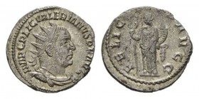 Valerian I, 253-260 Antoninianus Antioch circa 253-255, AR mm., 3.57g. IMP C LIC VALERIANVS P F AVG Radiate, draped, and cuirassed bust right. FELICIT...