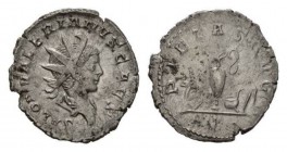 Saloninus caesar, 256 – 260 Antoninianus circa 256, AR 22.5mm., 2.80g. SALON VALERIANVS CAES Radiate and draped bust right. Rev. PIETAS AVG Sacerdotal...