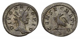 Carus, 282-283 Antoninianus Lugdunum circa 284, billon 23mm., 3.89g. DIVO CARO PIO Radiate head right. Rev. CONSECRATIO AVG Eagle, with open wings, st...