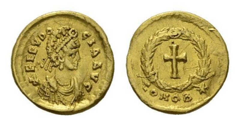 Aelia Eudocia, wife of Theodosius II Tremissis Constantinopolis circa 423-442, A...