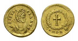 Aelia Eudocia, wife of Theodosius II Tremissis Constantinopolis circa 423-442, AV 13.5mm., 1.30g. AEL EVDO – CIA AVG Pearl-diademed and draped bust ri...