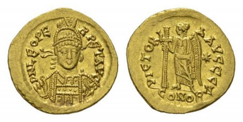 Leo I, 457-474 Solidus Constantinopolis circa 465 or 466, AV 21mm., 4.37g. D N L...