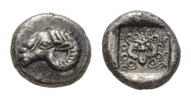 Troas, Kebren Hemidrachm circa 460, AR 11mm., 1.98g. Ram's head left. Rev. Gorgo...