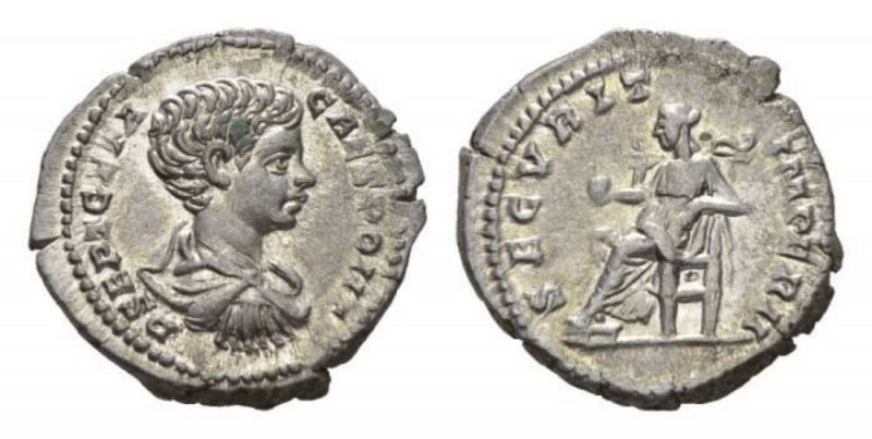 Geta as Caesar 198-209 Denarius circa 202, AR 18.5mm., 3.49g. P SEPT GETA CAES P...