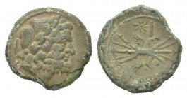 Bruttium, Hipponium as Vibo Valentia As after 192, Æ 26mm., 11.86g. Laureate head of Zeus right. Rev. VALENTIA Winged thunderbolt. SNG ANS 470. Histor...