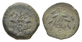 Sicily, Panormus As after 212, Æ 22.5mm., 7.34g. Laureate head of Janus. Rev. MV (as a monogram) /ACILI / Q all within laurel wreath. Calciati 72. SNG...