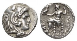 Kingdom of Macedon, Tetradrachm circa 311-305, AR 24.5mm., 16.75g. Head of Heracles right, wearing lion’s skin. Rev. AΛEΞANΔPOY Zeus seated on throne ...