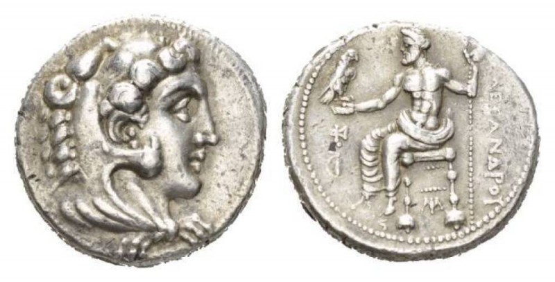 Kingdom of Macedon, Tetradrachm circa 325-323, AR 25mm., 17.13g. Head of Heracle...