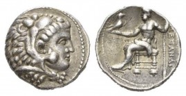 Kingdom of Macedon, Tetradrachm circa 316-315, AR 27.5mm., 17.14g. Head of Heracles right, wearing lion’s skin. Rev. AΛEΞANΔPOY Zeus seated on throne ...