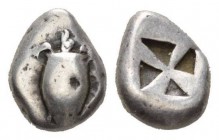 Aegina, Aegina Stater circa 550-500, AR 21.5mm., 11.98g. Sea-turtle shell. Rev. Irregular incuse square, divided into eight triangular compartments. S...