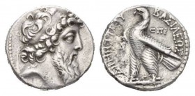 The Seleucid Kings, Ake Tetradrachm circa 127-126, AR 27.5mm., 13.21g. Diademed head of Demetrius II right. Rev. BAΣIΛΩΣ ΔHMHTPIOY Eagle standing left...