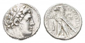 Phoenicia, Tyre Half Shekel circa 63-62, AR 20.5mm., 6.74g. Laureate head right of Melqarth. Rev. Eagle standing left on beak of ship, carrying palm u...