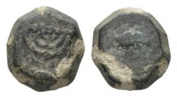 Judaea, Weight I century BC (?), Æ 19mm., 14.11g. Five-branched candelabra.

Extremely rare. Fine.