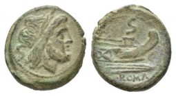 Semis circa after 211 - Ex I. Vecchi 3, September 1996, 106., Æ 27mm., 18.22g. Laureate head of Saturn right; behind, S. Rev. Prow right; above, S and...