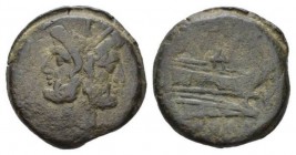 Dolphin (first) series As circa Sicily circa 209-208 - Ex I. Vecchi sale 3, 1996, 192., Æ 36mm., 39.42g. Laureate head of Janus; above, mark of value....