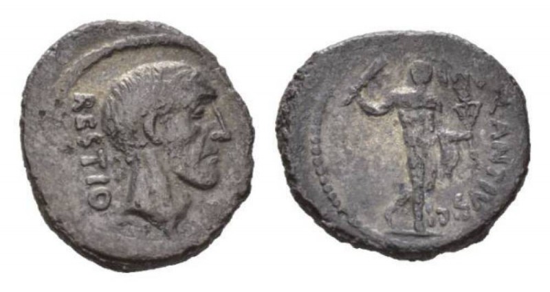 C. Antius C.f. Restio. Denarius circa 47 - Ex Nomisma sale 24, 2003, 1426., AR 1...