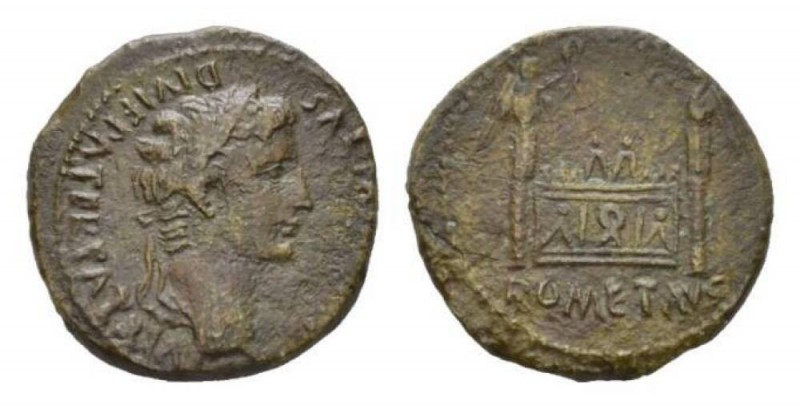 Octavian as Augustus, 27 BC – 14 AD Semis Lugdunum circa 9-14, Æ 19.5mm., 4.03g....