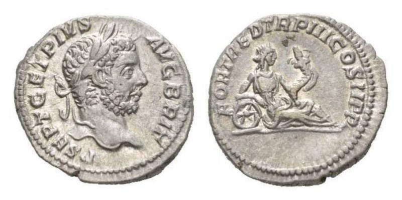 Geta, 209-212 Denarius circa 211, AR 19mm., 3.02g. P SEPT GETA PIVS AVG BRIT Lau...