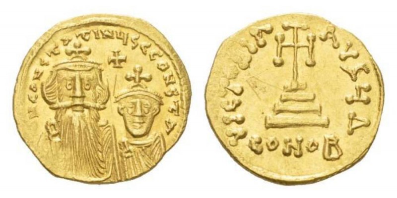 Constans II, September 641 – 15 July 678, with colleagues from 654 Solidus 654-6...