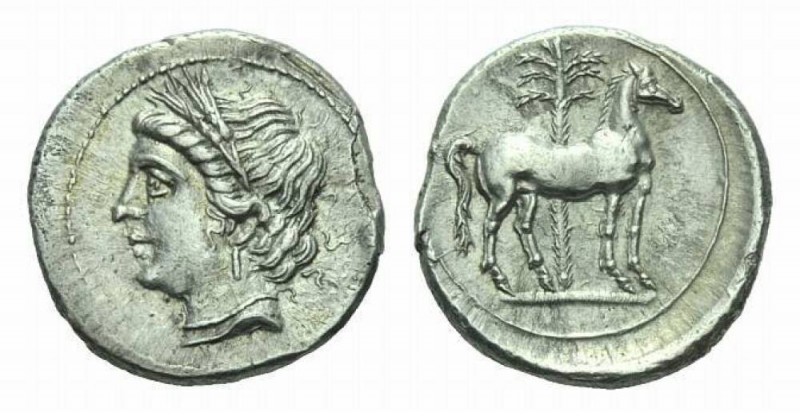 Bruttium, The Carthaginians in south-west Italy Half-shekel 216-211, AR 18.5mm.,...