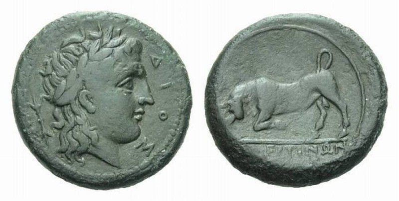 Sicily, Mamertini Bronze after 288, Æ 22.5mm., 8.74g. ΔIOΣ Laureate head of Zeus...