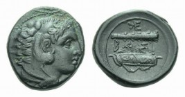 Kingdom of Macedon, Alexander III, 336 – 323 and posthumous issue Bronze Uncertain Macedonian mint 325-310, Æ 17mm., 5.48g. Head of Heracles r. Rev. Β...
