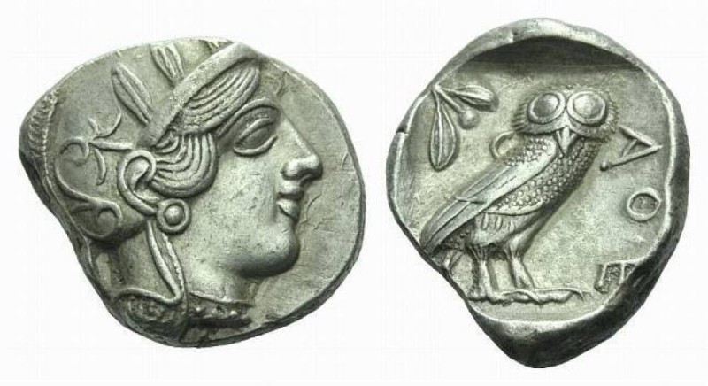 Attica, Athens Tetradrachm 430-420, AR 23.5mm., 16.91g. Head of Athena r., weari...