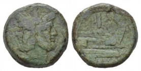 As circa after 211, Æ 32.5mm., 42.16g. Laureate head of Janus; above, mark of value. Rev. Prow r.; above, mark of value and below, ROMA. Sydenham 143....