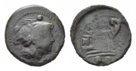 P. Manlius Vulso Sextans circa Sardinia circa 210, Æ 19.5mm., 3.03g. Head of Mercury r.; above, two pellets. Rev. ROMA Prow r.; before, MA ligate set ...