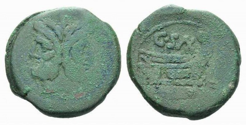 C. Cluvius Saxula As circa 169-158, Æ 34mm., 28.65g. Laureate head of Janus; abo...