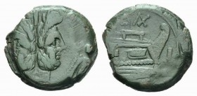C. SAX. Series As circa Central Italy circa 169-158, Æ 33mm., 24.59g. Laureate head of Janus; above, mark of value. Rev. Prow r.; above, SAX ligate an...