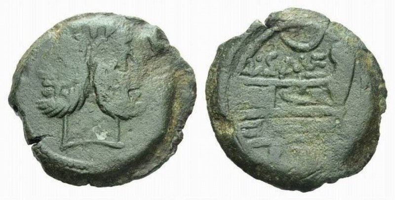 L. Saufeius As circa 152, Æ 33.5mm., 23.58g. Laureate head of Janus; above, mark...