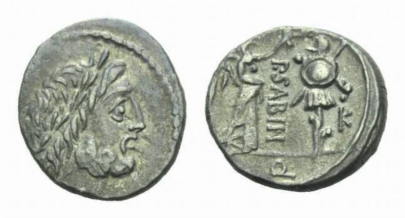P. Vettius Sabinus. Quinarius circa 99, AR 14mm., 1.85g. Laureate head of Jupite...