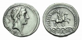 L. Marcius Philippus. Denarius circa 56, AR 19mm., 4.06g. Diademed head of Ancus Marcius r.; behind, lituus and below, ANCVS. Rev. PHILIPPVS Equestria...