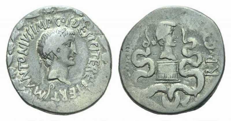 Marcus Antonius Cistophoric Tetradrachm circa Ephesus (?) 39, AR 25.5mm., 11.60g...