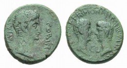 Octavian as Augustus, 27 BC – 14 AD Æ Corinth circa 2-1 BC, Æ 20.5mm., 7.70g. CAESAR / CORINTH Bare head right. Rev. C SERVILIO C F PRIMO M ANTONIO HI...