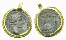 Octavian as Augustus, 27 BC – 14 AD Denarius Lugdunum circa 2 BC – 4 AD, AR 20mm., 4.37g. CAESAR AVGVSTVS DIVI F PATER PATRIAE Laureate head r. Rev. A...