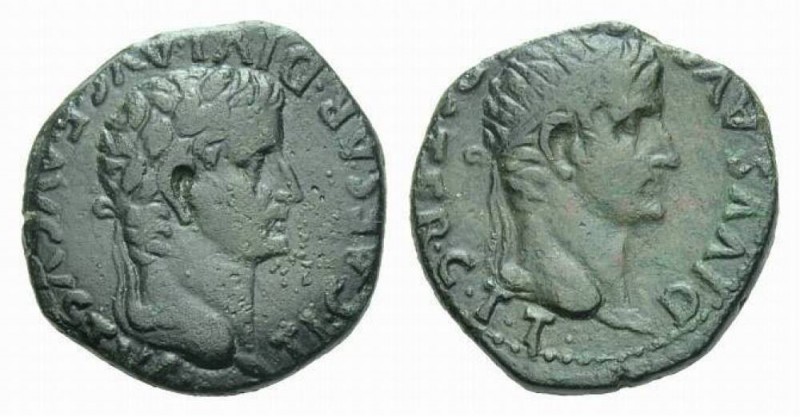 Tiberius, 14-37 As Tarraco, Æ 19mm., 9.70g. Laureate head of Tiberius right. Rev...