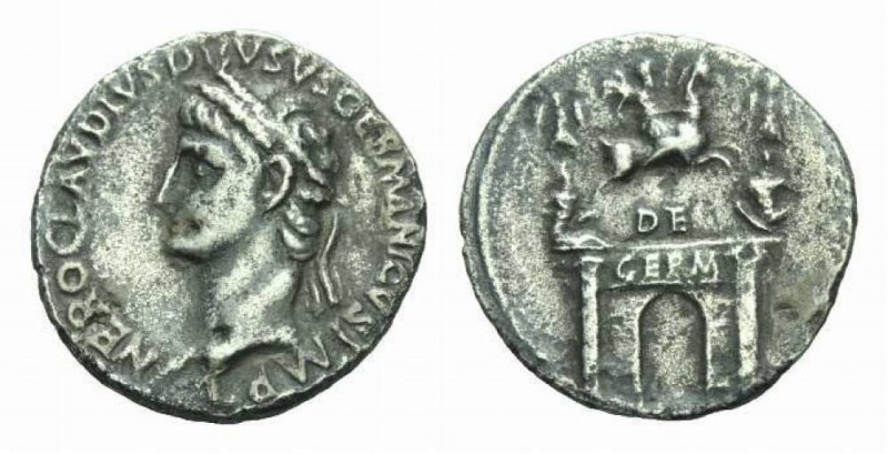 In the name of Nero Claudius Drusus, father of Germanicus and Claudius Denarius ...