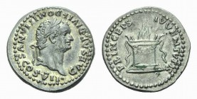 Domitian as Caesar, 70-81 Denarius circa 80, AR 19mm., 3.53g. CAESAR DIVI F DOMITIANVS COS VII Laureate head right. Rev. PRINCEPS IVVENTVTIS Garlanded...