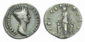 Matidia, daughter of Marciana Denarius circa 112-117, AR 18.5mm., 3.59g. MATIDIA AVG DIVAE MARCIANAE F Draped bust r., hair arranged in coils on crown...