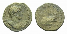 Hadrian, 117-138 Quadrans circa 119-122, Æ 17.5mm., 2.36g. IMP CAESAR TRAIAN HADRIANVS AVG Laureate bust right, drapery on left shoulder. Rev P M TR P...