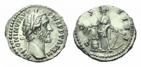 Antoninus Pius, 138-161 Denarius circa 148-149, AR 19mm., 3.28g. ANTONINVS AVG PIVS P P TR P XII Laureate head right. Rev. COS - IIII Annona standing ...