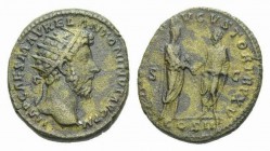 Marcus Aurelius, 161-180 Dupondius circa 161, Æ 24mm., 10.05g. IMP CAES M AVREL ANTONINVS AVG Radiate head right. Rev. CONCORD AVGVSTOR TR P XV COS II...