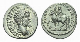 Septimius Severus, 193-211 Denarius Emesa (?) circa 194, AR 17.5mm., 3.17g. IMP CAE L SEP SEV PERT AVG COS II Laureate head r. Rev. SPQR OPTIMO PBINCI...