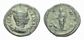 Julia Domna, wife of Septimius Severus Quinarius circa 213, AR 15.5mm., 1.37g. IVLIA PIA FELIX AVG Draped bust of Julia Domna to right. Rev. IVNO Juno...