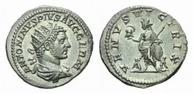 Caracalla, 198-217 Antoninianus circa 213-217, AR 22.5mm., 5.11g. ANTONINVS PIVS AVG GERM Radiate, draped bust right. Rev. VENVS VICTRIX Venus standin...