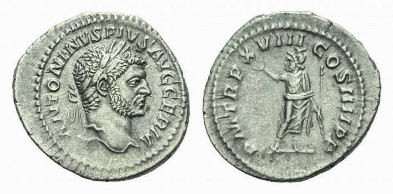 Caracalla, 198-217 Denarius circa 216, AR 21mm., 2.74g. ANTONINVS PIVS AVG GERM ...