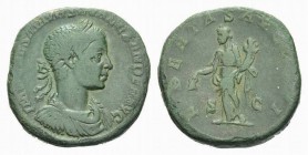 Elagabalus, 218-222 Sestertius circa 218-222, Æ 30mm., 21.33g. IMP CAES M AVR ANTONINVS PIVS AVG Laureate, draped and cuirassed bust right. Rev. LIBER...